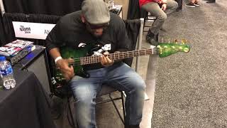 WINTER NAMM 2019  Daric Bennett checks out an Anaconda Bass [upl. by Asyal556]