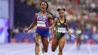 ShaCarri Richardson rallies US 4x100 relay to Olympic gold [upl. by Chemush]