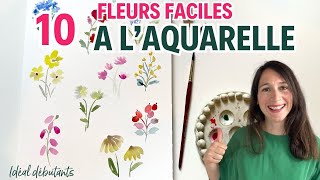 Fleurs aquarelle  tutoriel aquarelle pour débutant fleurs de printemps [upl. by Ekyt]