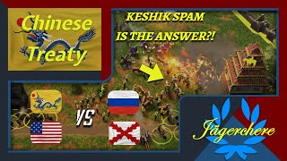 Keshik Spam Is Juicy  2v2 Treaty with Chinese  AOE III DE [upl. by Nigen]