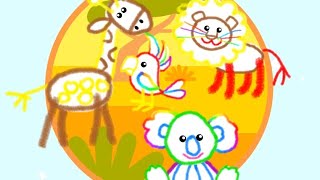 Animales del zoo  Bini bambini  juego de colorear y pintar para niños  aprender los colores [upl. by Edlun]