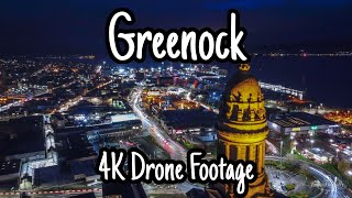 Greenock at Night  4K Drone Footage [upl. by Ahsuas]