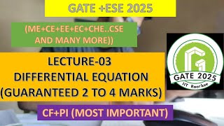 L 03 DIFFERENTIAL EQN COMPLEMENTARY FUNCTION AND NUMERICALS maths motivation gate [upl. by Marla]