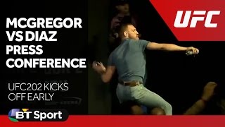 McGregor vs Diaz UFC 202 Press Conference goes off [upl. by Horatia]