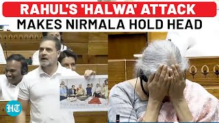 Rahul Gandhis Halwa Attack Nirmalas Viral Reaction Budget NEET Agniveer Jobs  Full Speech [upl. by Elletsirhc]