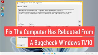 Fix The Computer Has Rebooted From A Bugcheck Windows 1110 [upl. by Kally]