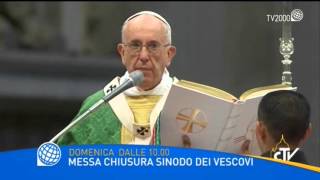 Santa Messa di chiusura del Sinodo dei Vescovi  Domenica 25 ottobre alle 10 su Tv2000 [upl. by Latreshia943]