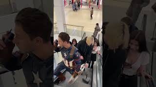 Captain America Elevator prank😂 LeonidZelenitsky cosplay prank reaction funny shorts [upl. by Kissie75]