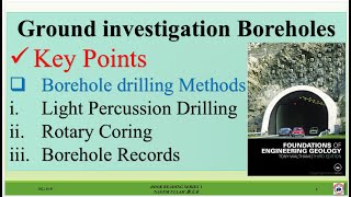 Ground Investigation BoreholesLecture  02 Engineering Geology [upl. by Learsiy]