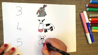 DISEGNARE CON I NUMERI 345  DISEGNI PER BAMBINI [upl. by Namlas]