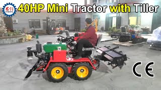 40HP 4WD Mini Tractor with Rotary Tiller Cultivator for Sale [upl. by Jessamyn]