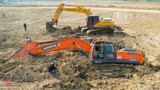 INCREDIBLE 1Day DOOSAN Excavator FAil During Work Stuck Deep Mud amp Technique Skills Help Operator [upl. by Tiedeman]