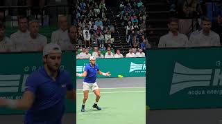 Berrettini live point at davis cup finals [upl. by Lonyer]