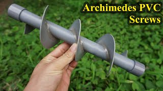 DIY Make Archimedes screw with PVC pipe Archimedes Turbine  Archimedes Pump [upl. by Xino]