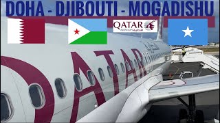 TRIPREPORT  Qatar Airways ECONOMY  Airbus A320  Doha  Djibouti  Mogadishu [upl. by Drogin]