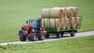 Weidemann – Teleskopradlader 5080T Rundballen laden amp Straßenfahrt mit Hänger [upl. by Christianna]