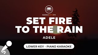 Set Fire To The Rain  Adele Lower Key  Piano Karaoke [upl. by Dinin]