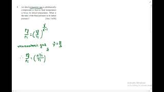 An ideal monatomic gas is adiabatically compressed so that its final temperature is twice its initia [upl. by Imoian]