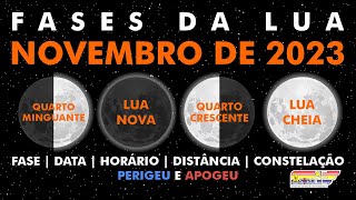 Fases da Lua em novembro de 2023 [upl. by Idnis]