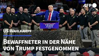 TrumpAuftritt in Kalifornien Bewaffneter in der Nähe festgenommen  AFP [upl. by Ariom]