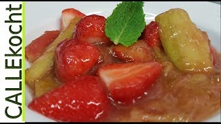 Erfrischender Rhabarberkompott mit Erdbeeren selber kochen  Rezept [upl. by Imoyaba]