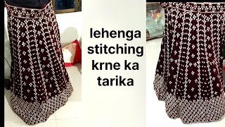 lehenga stitching krne ka tarika  stitching and fitting stitching lehenga bridaldress trending [upl. by Ursola]