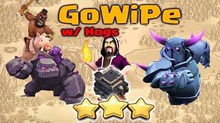 Clash of Clans  GoWiPe with Hog Riders TH9 Strategy for 3 Stars  TH9 War Attack Strategy [upl. by Ling143]