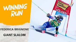 Brignone waves the Italian flag on the Rettenbach glacier  FIS Alpine Skiing World Cup 2425 [upl. by Akinyt299]