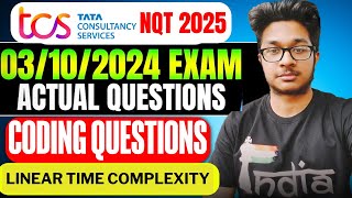 TCS NQT 2025 03102024 Exam Asked Questions  TCS NQT 2025 Shift Questions [upl. by Rolyak]