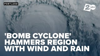 Bomb cyclone brings strong rain and wind killing 1 in Pacific Northwest [upl. by Alexina]