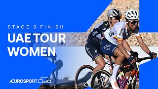 INCREDIBLE BATTLE ⚔️  Stage 3 Finish UAE Tour Women 2024  Eurosport Cycling [upl. by Meibers645]