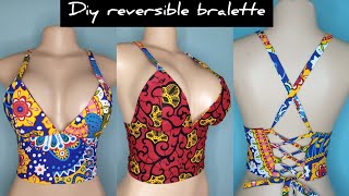 how to make a reversible bralettebra with Crisscross back DIY bralette top [upl. by Adiv]