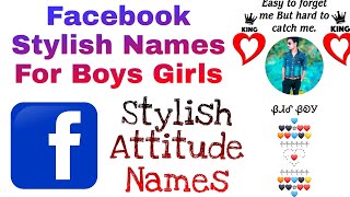 😍 New Facebook Stylish Names  Facebook Attitude Names For Boys amp Girls 😎 2023 [upl. by Rosenberger106]