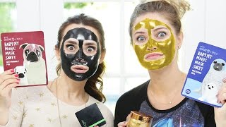 TRYING DIFFERENT FACE MASKS w iJustine [upl. by Sirod]