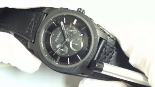 Mens Black Fossil Machine Chronograph Cuff Watch FS4617 [upl. by Akcirderf26]