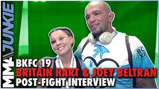 BKFC 19 Britain Hart Joey Beltran talk Jenny Savage win getting married on fight week [upl. by Suivatco]