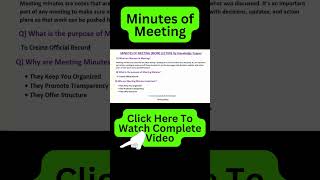 Minutes of Meeting  Minutes of Meeting Format How to Write Meeting Minutes  Meeting Minutes [upl. by Mellen160]