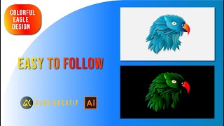 HOW TO CREATE COLORFUL EAGLE DESIGN IN ADOBE ILLUSTRATOR  AJAR KREATIF [upl. by Ennaoj]