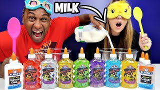 DADDY CHEATED Blindfolded Slime Challenge Parents Edition [upl. by Nottus]