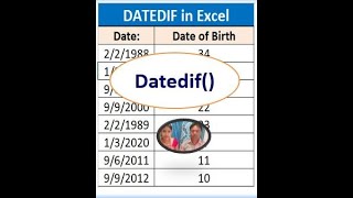 datedif function in excel [upl. by Liana359]