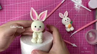 How to make fondant bunny cake topper [upl. by Terrill]