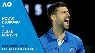 Novak Djokovic v Alexei Popyrin Extended Highlights  Australian Open 2024 Second Round [upl. by Lapotin496]