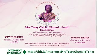 INTERMENT OF MRS TESSY OLABISI OLUMOLUTONIO [upl. by Audris784]