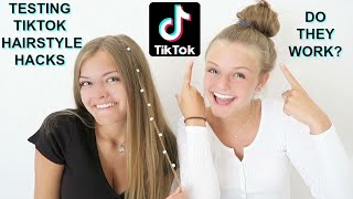 Trying Viral TikTok Hairstyle Hacks  Jacy and Kacy [upl. by Pond404]