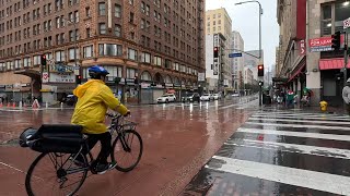 Downtown Los Angeles Rainy Day Walking Tour 4k [upl. by Borlow]