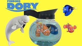 Finding Dory Coffee Pot Playset Disney Pixar Swimmers Dory Bailey Nemo amp Marlin with Orbeez [upl. by Eimma]