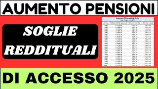 AUMENTO PENSIONI ➡ SOGLIE REDDITUALI DI ACCESSO [upl. by Gerson565]