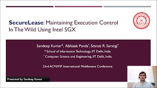 SecureLease Maintaining Execution Control In The Wild Using Intel SGX [upl. by Critchfield]