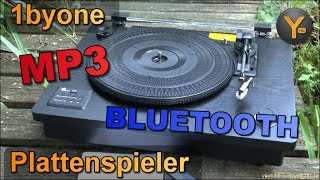 Review 1byone Plattenspieler mit MP3Export  Bluetooth  USB  4W Lautsprecher  Riemengetrieben [upl. by Ecinreb]