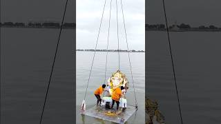 Ganpati Bappa immersion 🥺 Hussain Sagar Lake ganpati ganesh ganpatibappamorya ganesha [upl. by Melamed]